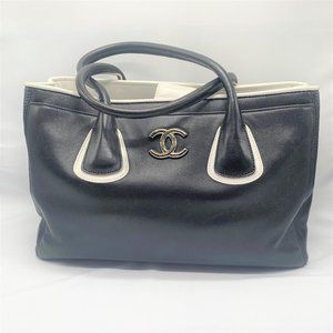 Chanel Black and White Ultra Soft Executive Cerf Tote with Silver Hardware